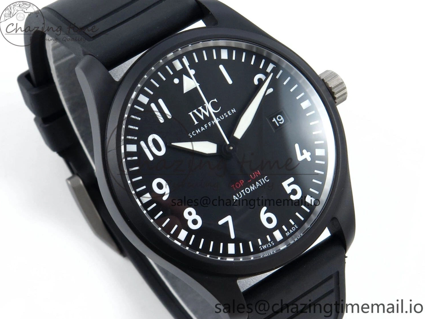 MIROTIME 0402 Pilot Top Gun IW326901 M+F 1:1 Best Edition Black Dial on Black Rubber Strap A SportInspired 6999